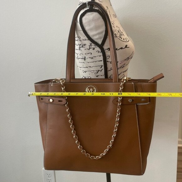 MICHAEL KORS CARMEN LARGE TOTE PEBBLE LEATHER CHESTNUT GOLD VERSATILE CARRY ALL - Picture 8 of 16
